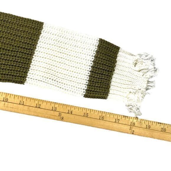Derek Heart Sweater S Olive Green White Striped Distressed Frayed Pullover New - Picture 14 of 16